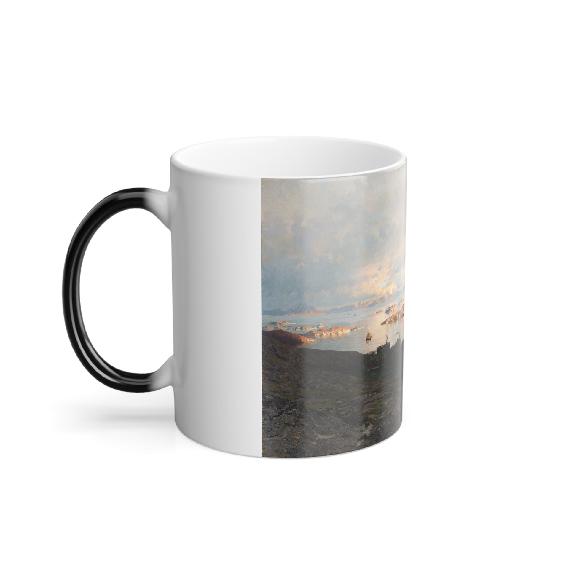 Adelsteen Normann (1848-1918) Summer night in Lofoten - 1882 - Color Changing Mug 11oz-Go Mug Yourself