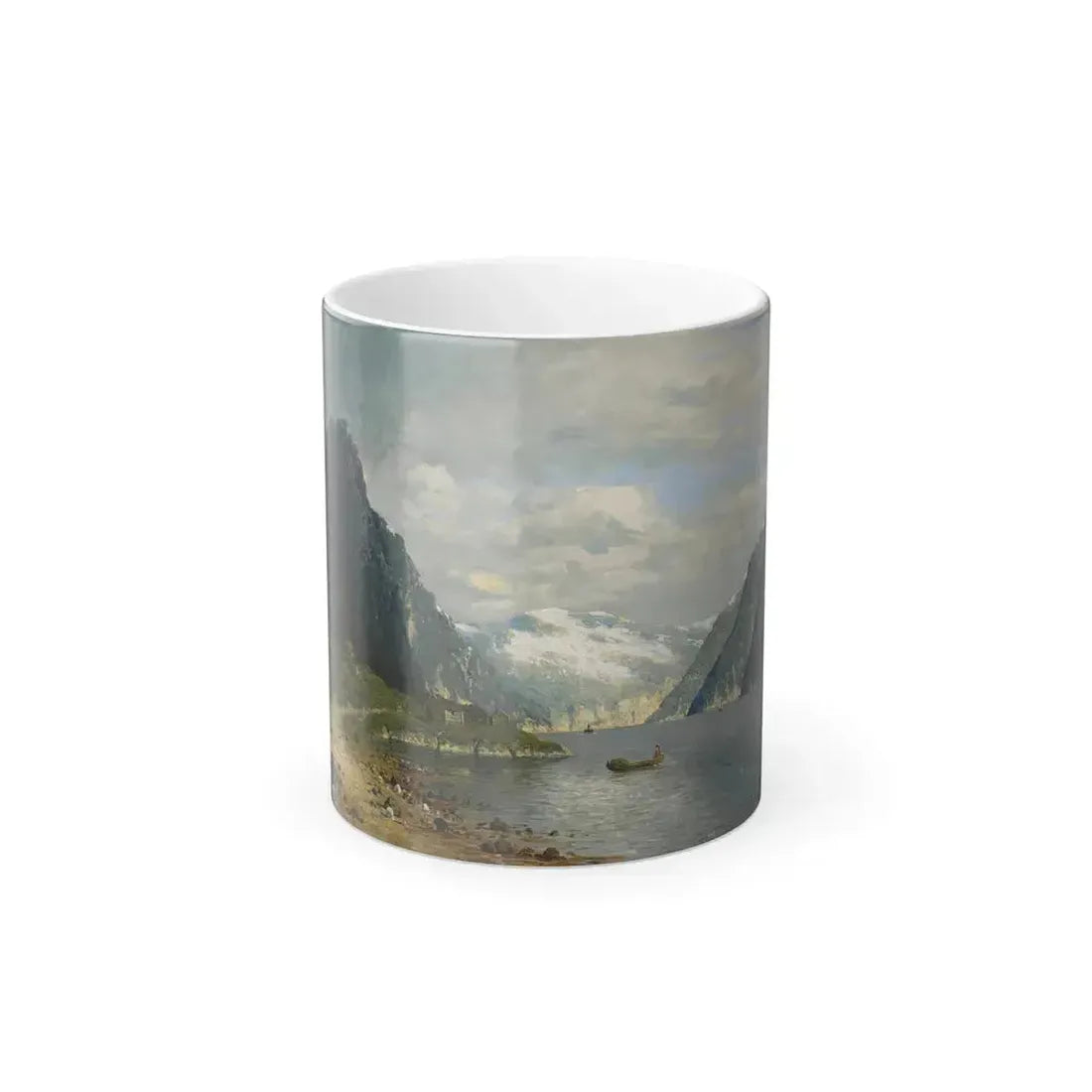 Adelsteen Normann (1848-1918) Traveling Across a Fjord - Oil on Canvas - Color Changing Mug 11oz 11oz - Go Mug Yourself