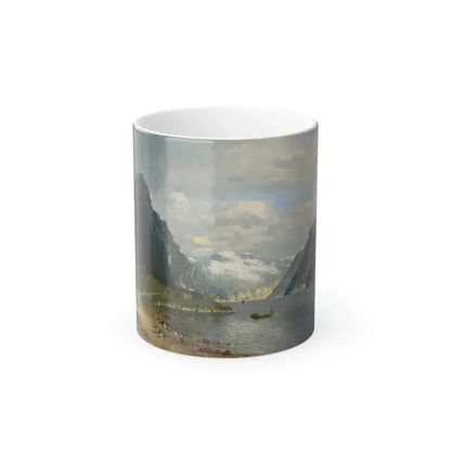 Adelsteen Normann (1848-1918) Traveling Across a Fjord - Oil on Canvas - Color Changing Mug 11oz 11oz - Go Mug Yourself