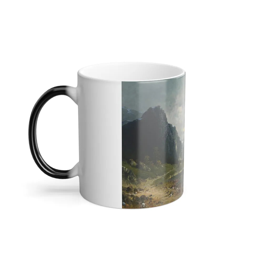Adelsteen Normann (1848-1918) Traveling Across a Fjord - Oil on Canvas - Color Changing Mug 11oz-Go Mug Yourself