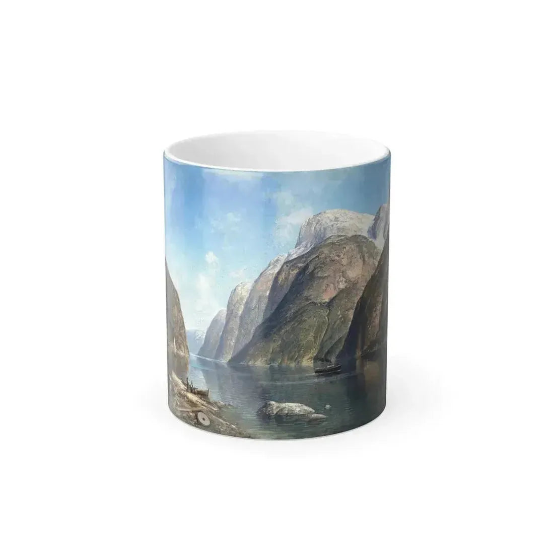 Adelsteen Normann (1848-1918) View of a Fjord - c1880 - Color Changing Mug 11oz 11oz - Go Mug Yourself