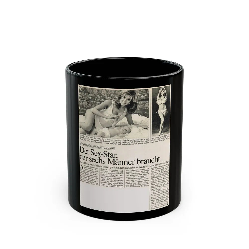 Julie Ege #189 (Vintage Female Icon) Black Coffee Mug-11oz-Go Mug Yourself