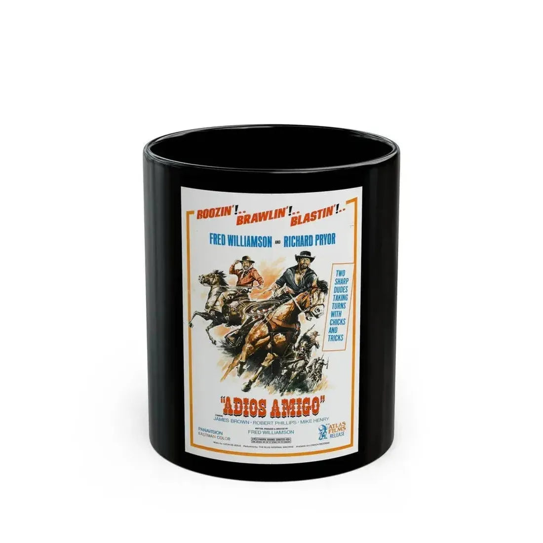 ADIOS AMIGO 1976 Movie Poster - Black Coffee Mug 11oz - Go Mug Yourself