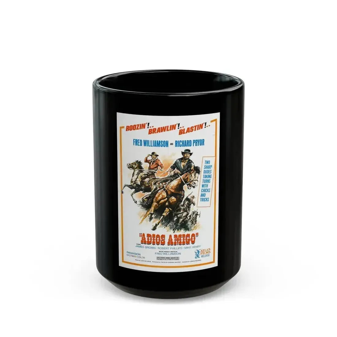 ADIOS AMIGO 1976 Movie Poster - Black Coffee Mug 15oz - Go Mug Yourself