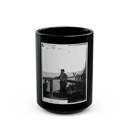 Adm. David D. Porter, Lt. Commander, On Deck Of U.S. Steamship Fulton. (U.S. Civil War) Black Coffee Mug 15oz - Go Mug Yourself