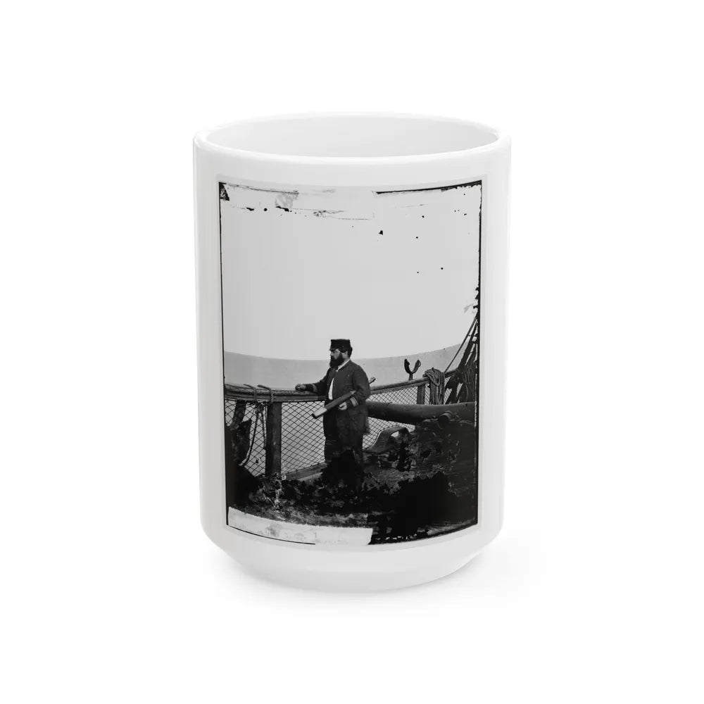 Adm. David D. Porter, Lt. Commander, On Deck Of U.S. Steamship Fulton. (U.S. Civil War) White Coffee Mug-15oz-Go Mug Yourself