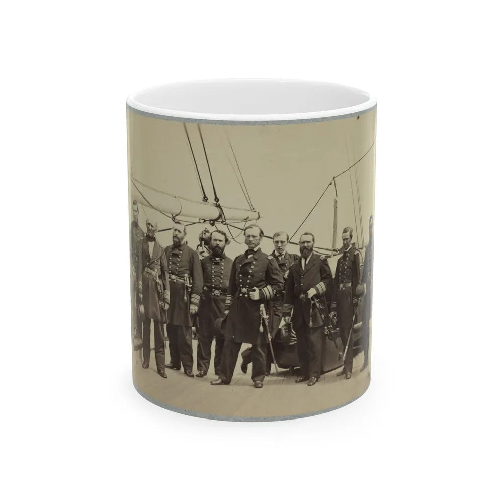 Admiral Dahlgren And Staff On Board U.S.S. Pawnee, Off Charleston, S.C. (U.S. Civil War) White Coffee Mug-11oz-Go Mug Yourself