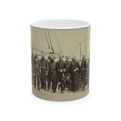 Admiral Dahlgren And Staff On Board U.S.S. Pawnee, Off Charleston, S.C. (U.S. Civil War) White Coffee Mug-11oz-Go Mug Yourself