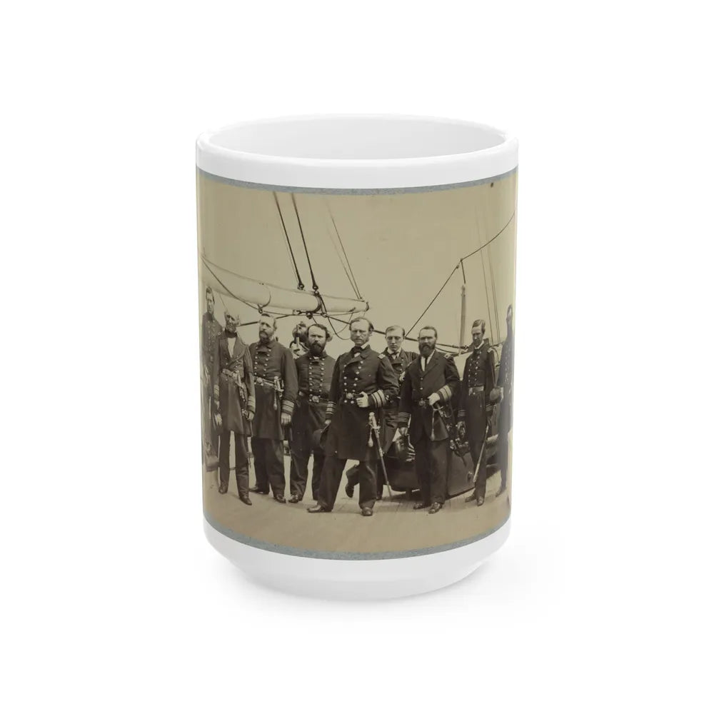 Admiral Dahlgren And Staff On Board U.S.S. Pawnee, Off Charleston, S.C. (U.S. Civil War) White Coffee Mug-15oz-Go Mug Yourself