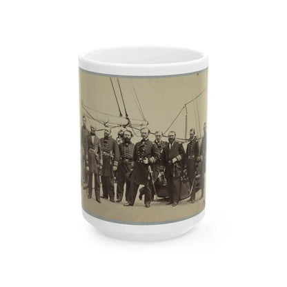 Admiral Dahlgren And Staff On Board U.S.S. Pawnee, Off Charleston, S.C. (U.S. Civil War) White Coffee Mug-15oz-Go Mug Yourself