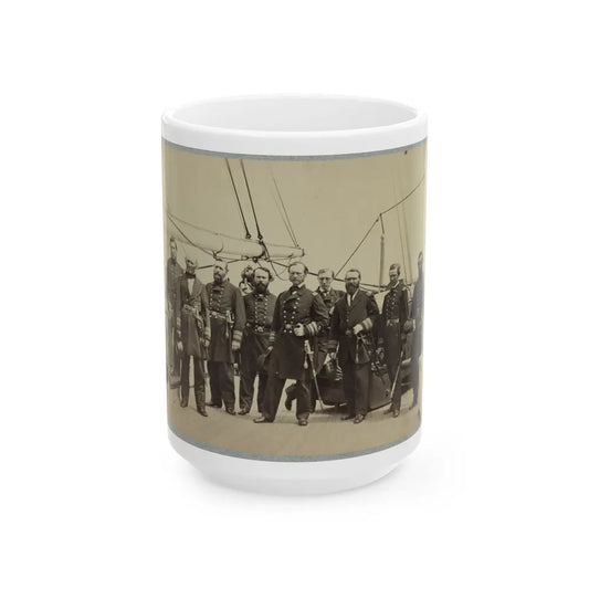 Admiral Dahlgren And Staff On Board U.S.S. Pawnee, Off Charleston, S.C. (U.S. Civil War) White Coffee Mug-15oz-Go Mug Yourself