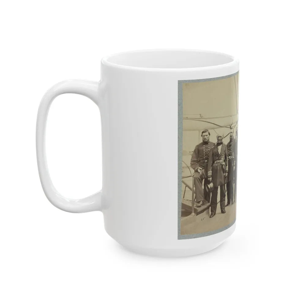 Admiral Dahlgren And Staff On Board U.S.S. Pawnee, Off Charleston, S.C. (U.S. Civil War) White Coffee Mug-Go Mug Yourself