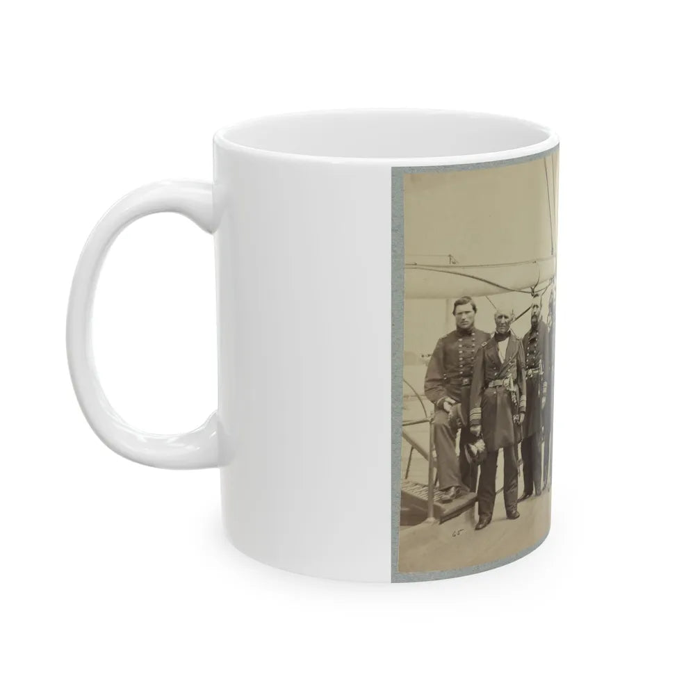 Admiral Dahlgren And Staff On Board U.S.S. Pawnee, Off Charleston, S.C. (U.S. Civil War) White Coffee Mug-Go Mug Yourself