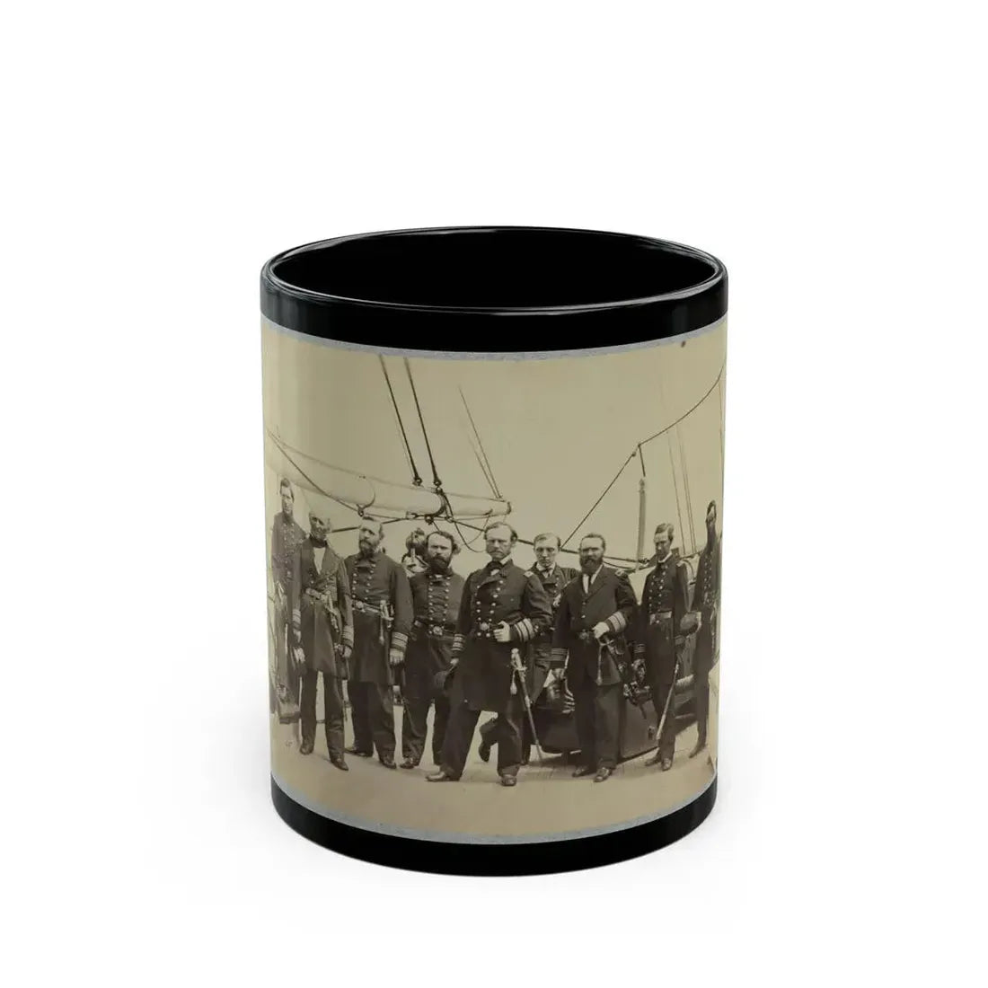 Admiral Dahlgren And Staff On Board U.S.S. Pawnee, Off Charleston, S.C. (U.S. Civil War) Black Coffee Mug 11oz - Go Mug Yourself