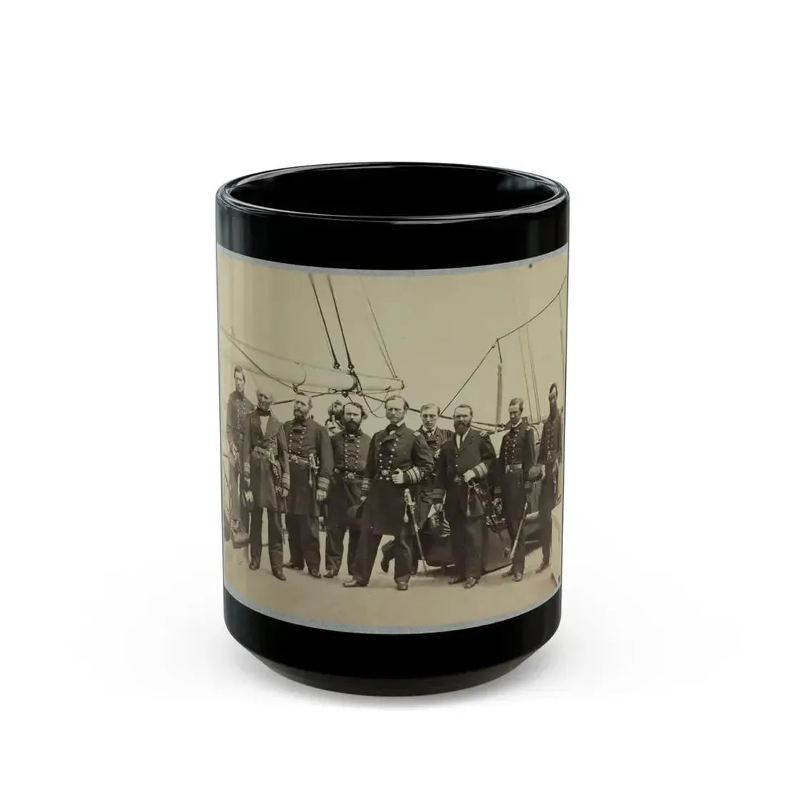 Admiral Dahlgren And Staff On Board U.S.S. Pawnee, Off Charleston, S.C. (U.S. Civil War) Black Coffee Mug 15oz - Go Mug Yourself