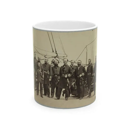 Admiral Dahlgren And Staff On Board U.S.S. Pawnee, Off Charleston, S.C. (U.S. Civil War) White Coffee Mug 11oz - Go Mug Yourself
