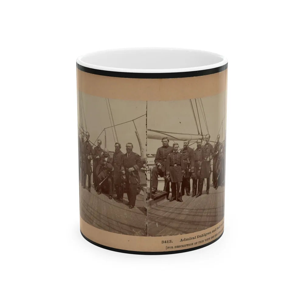 Admiral Dahlgren And Staff On The Pawnee (U.S. Civil War) White Coffee Mug-11oz-Go Mug Yourself