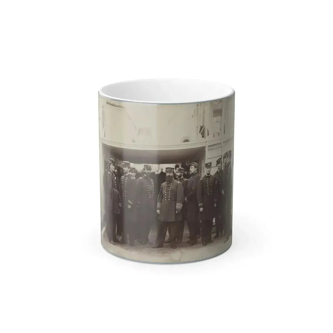 Admiral D.D. Porter and Staff on Board Flag-Ship, Malvern, Norfolk, Va., Dec. 1864 (U.S. Civil War) Color Changing Coffee Mug 11oz - Go Mug Yourself