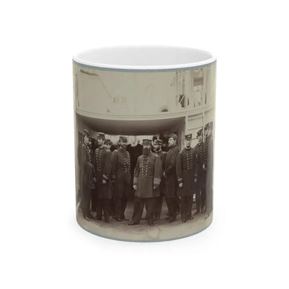 Admiral D.D. Porter And Staff On Board Flag-Ship, Malvern, Norfolk, Va., Dec. 1864 (U.S. Civil War) White Coffee Mug 11oz - Go Mug Yourself