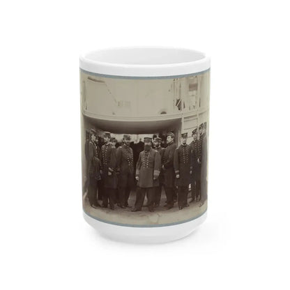 Admiral D.D. Porter And Staff On Board Flag-Ship, Malvern, Norfolk, Va., Dec. 1864 (U.S. Civil War) White Coffee Mug 15oz - Go Mug Yourself