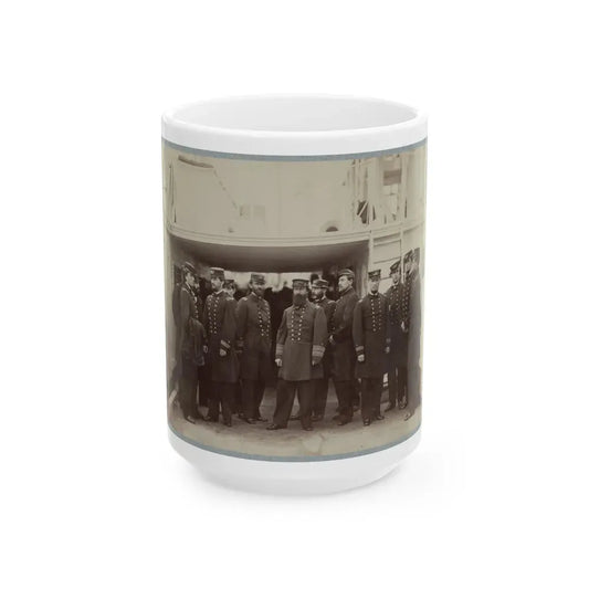 Admiral D.D. Porter And Staff On Board Flag-Ship, Malvern, Norfolk, Va., Dec. 1864 (U.S. Civil War) White Coffee Mug 15oz - Go Mug Yourself