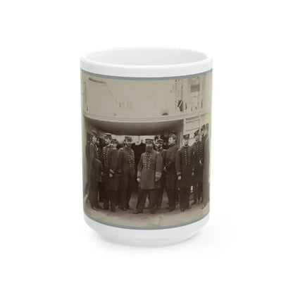 Admiral D.D. Porter And Staff On Board Flag-Ship, Malvern, Norfolk, Va., Dec. 1864 (U.S. Civil War) White Coffee Mug 15oz - Go Mug Yourself
