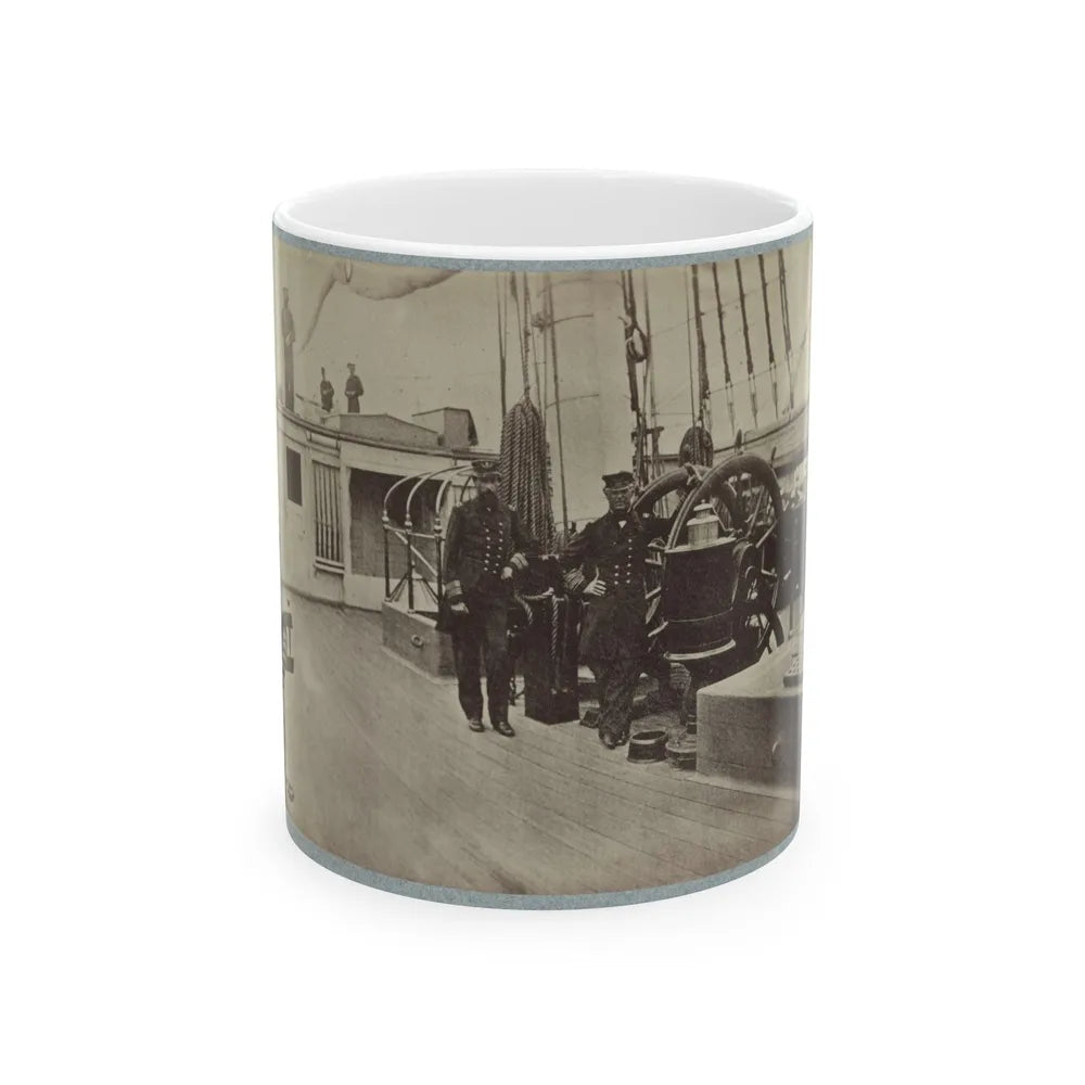 Admiral Farragut And Captain Drayton On Deck Of U.S. Frigate Hartford 001 (U.S. Civil War) White Coffee Mug-11oz-Go Mug Yourself