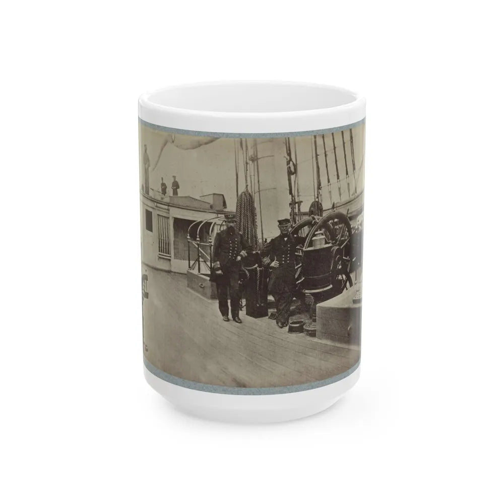 Admiral Farragut And Captain Drayton On Deck Of U.S. Frigate Hartford 001 (U.S. Civil War) White Coffee Mug-15oz-Go Mug Yourself