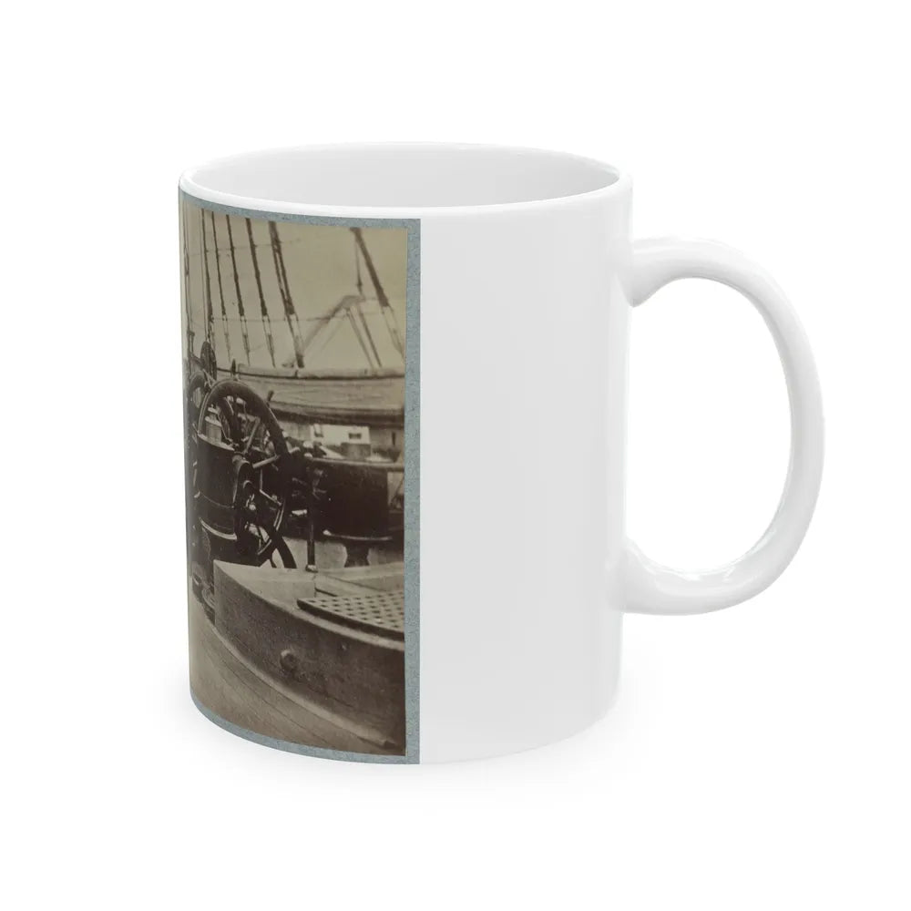 Admiral Farragut And Captain Drayton On Deck Of U.S. Frigate Hartford 001 (U.S. Civil War) White Coffee Mug-Go Mug Yourself