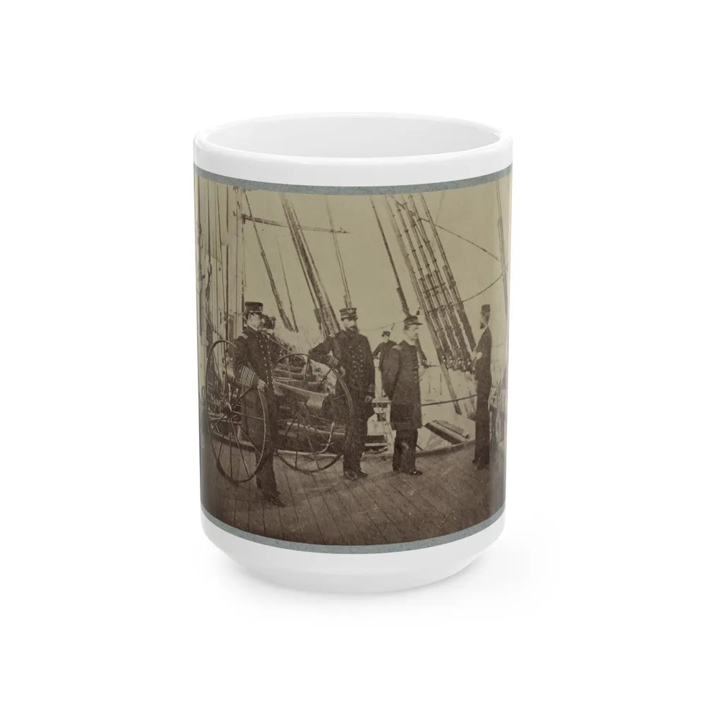 Admiral Farragut And Captain Drayton On Deck Of U.S. Frigate Hartford (U.S. Civil War) White Coffee Mug-15oz-Go Mug Yourself