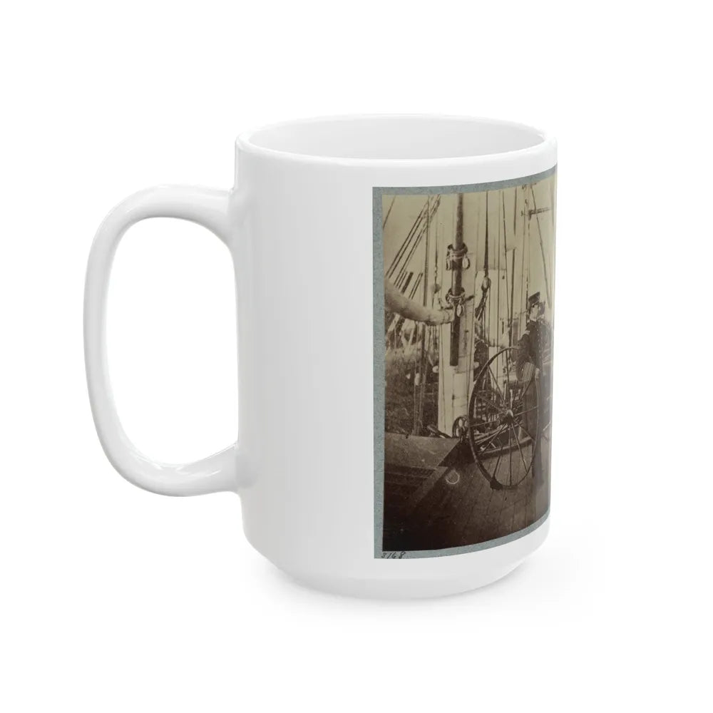 Admiral Farragut And Captain Drayton On Deck Of U.S. Frigate Hartford (U.S. Civil War) White Coffee Mug-Go Mug Yourself