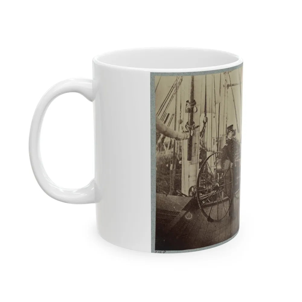 Admiral Farragut And Captain Drayton On Deck Of U.S. Frigate Hartford (U.S. Civil War) White Coffee Mug-Go Mug Yourself