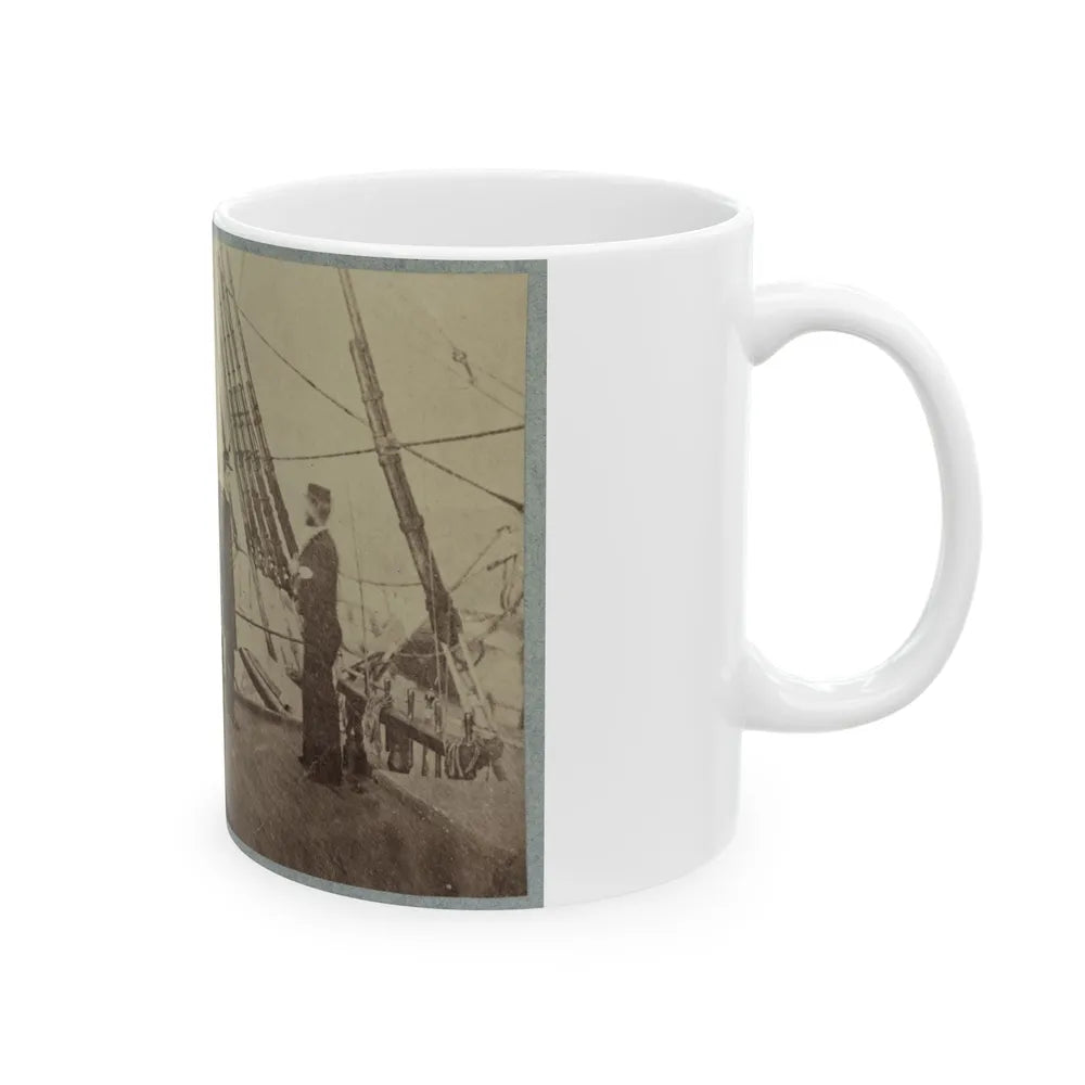 Admiral Farragut And Captain Drayton On Deck Of U.S. Frigate Hartford (U.S. Civil War) White Coffee Mug-Go Mug Yourself