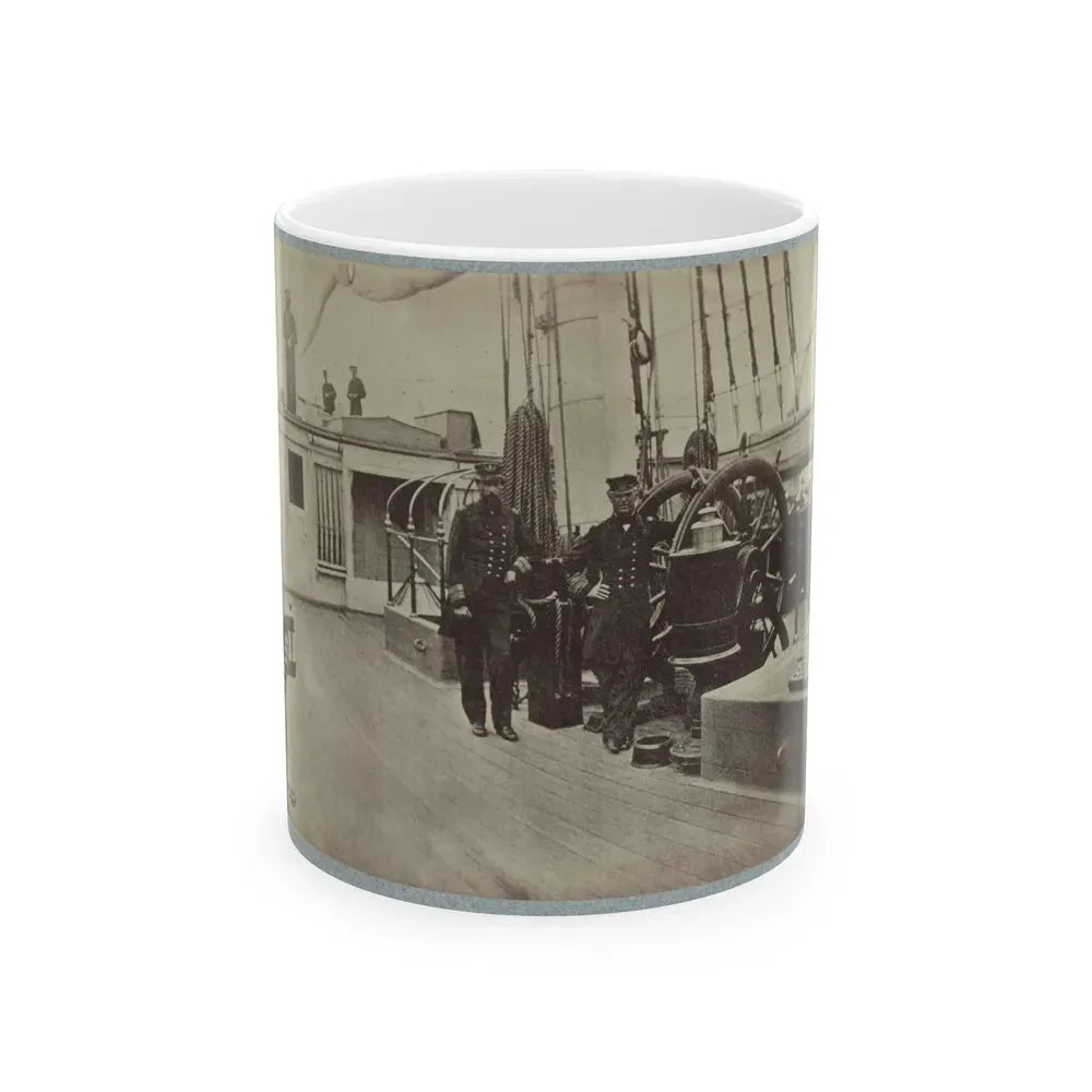 Admiral Farragut And Captain Drayton On Deck Of U.S. Frigate Hartford 001 (U.S. Civil War) White Coffee Mug 11oz - Go Mug Yourself