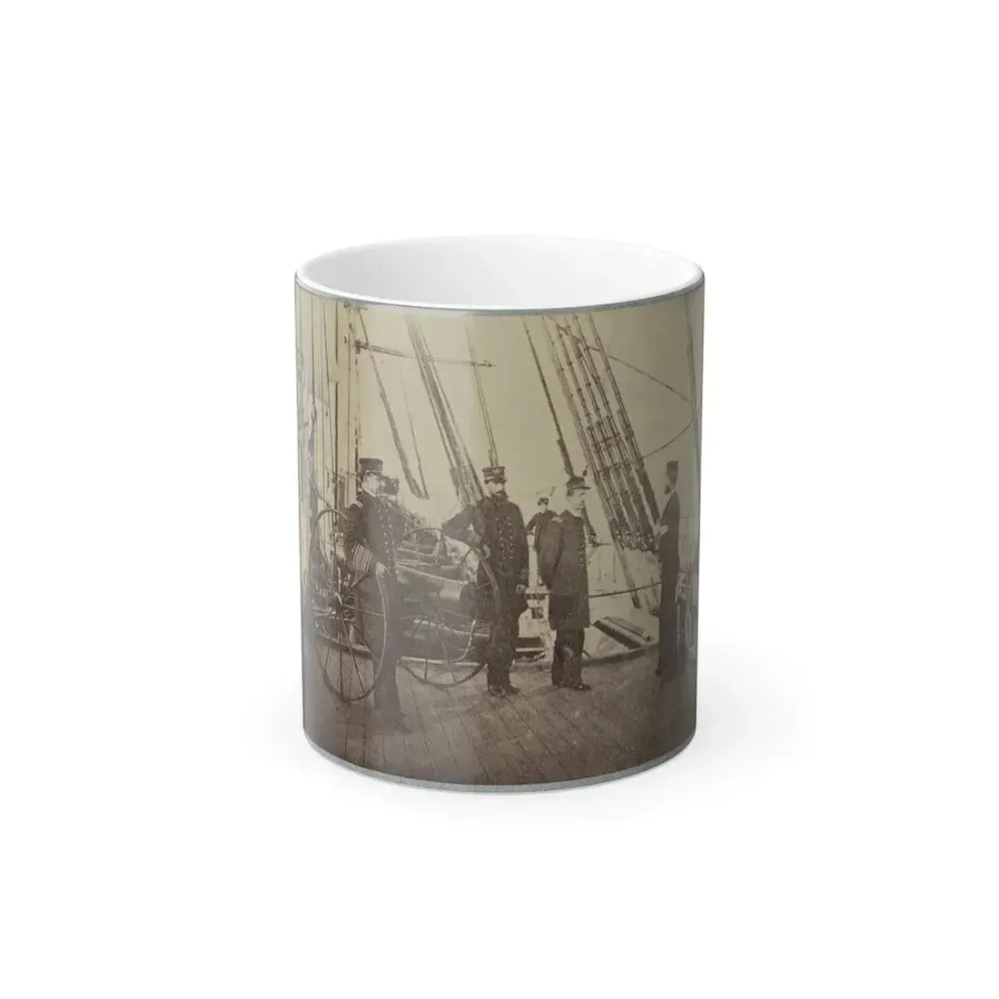 Admiral Farragut and Captain Drayton on Deck of U.S. Frigate Hartford (U.S. Civil War) Color Changing Coffee Mug 11oz - Go Mug Yourself