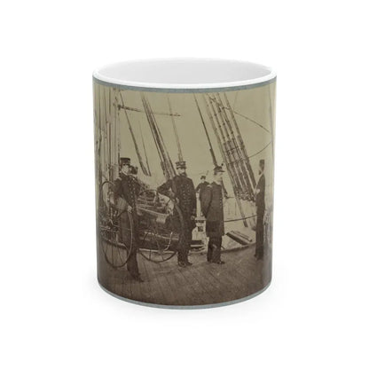 Admiral Farragut And Captain Drayton On Deck Of U.S. Frigate Hartford (U.S. Civil War) White Coffee Mug 11oz - Go Mug Yourself