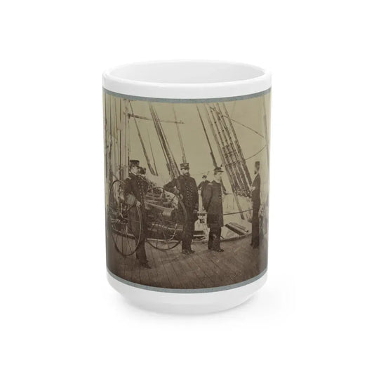 Admiral Farragut And Captain Drayton On Deck Of U.S. Frigate Hartford (U.S. Civil War) White Coffee Mug 15oz - Go Mug Yourself