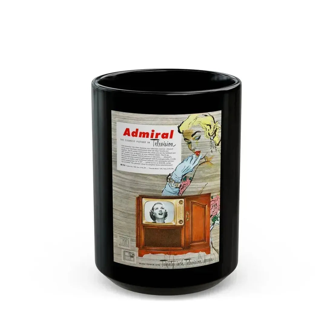 Admiral TV advertisement, 1951 - Black Coffee Mug 15oz - Go Mug Yourself