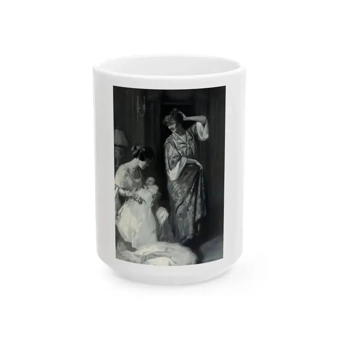 Admiring Baby, story illustration, 1914 - White Coffee Mug 15oz - Go Mug Yourself