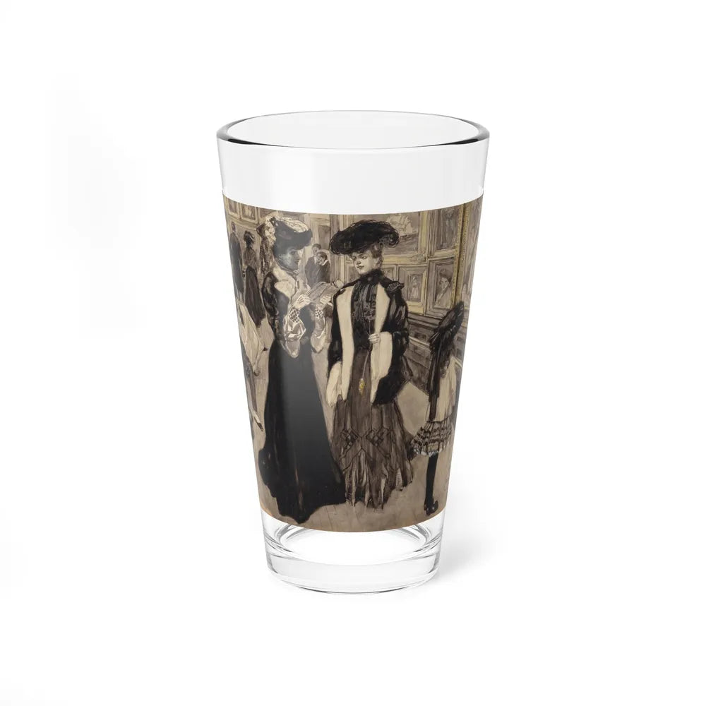 Admiring the Art in the Salon, 1902 (Magazine Illustration) Pint Glass 16oz-16oz-Go Mug Yourself