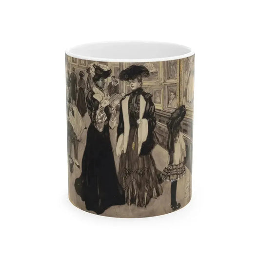 Admiring the Art in the Salon, 1902 - White Coffee Mug 11oz - Go Mug Yourself
