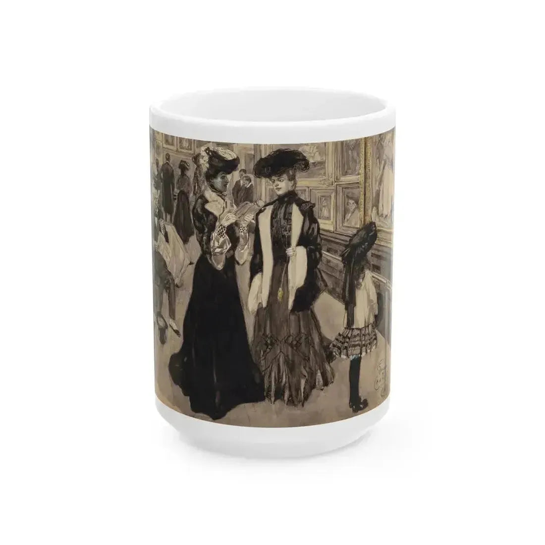 Admiring the Art in the Salon, 1902 - White Coffee Mug 15oz - Go Mug Yourself