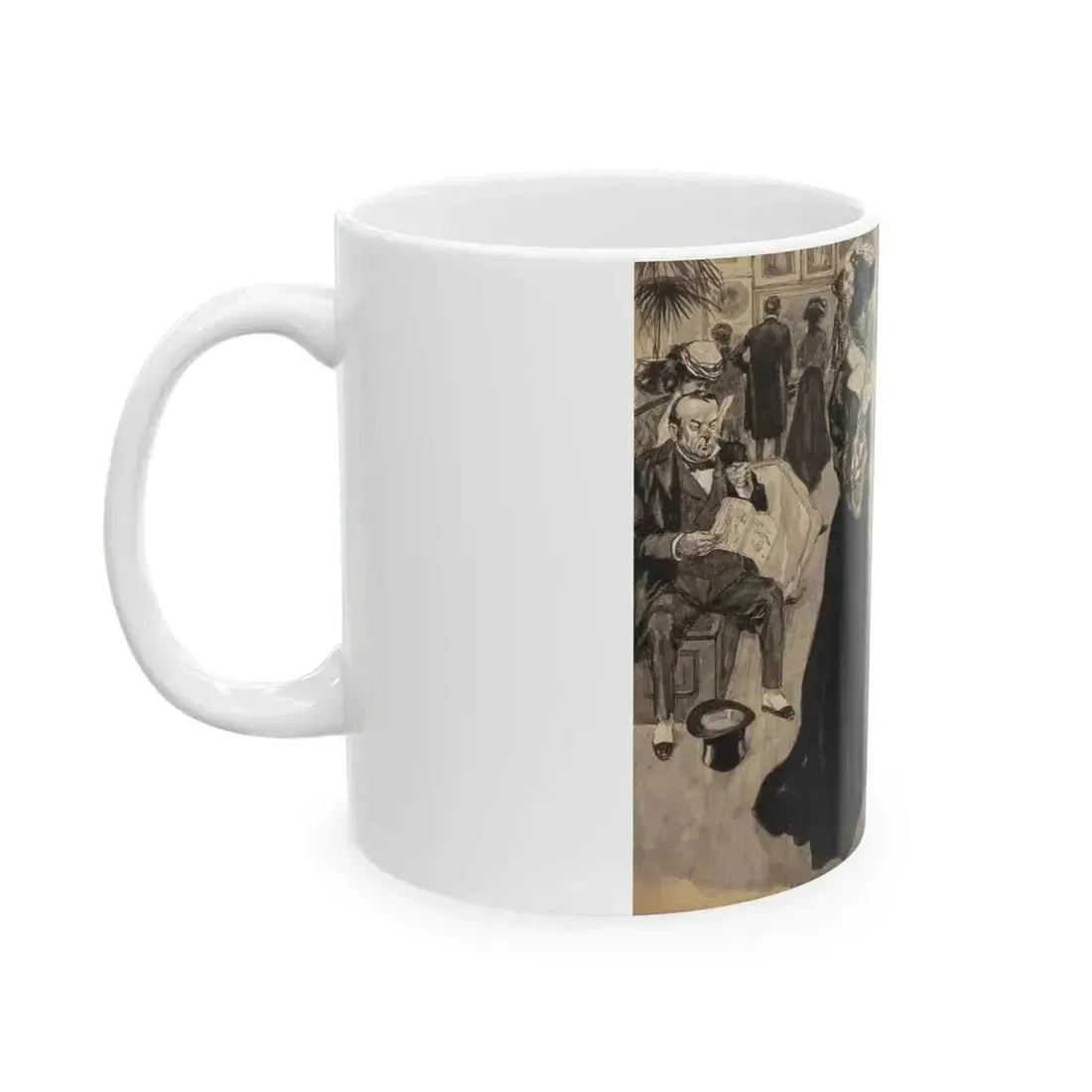 Admiring the Art in the Salon, 1902 - White Coffee Mug - Go Mug Yourself