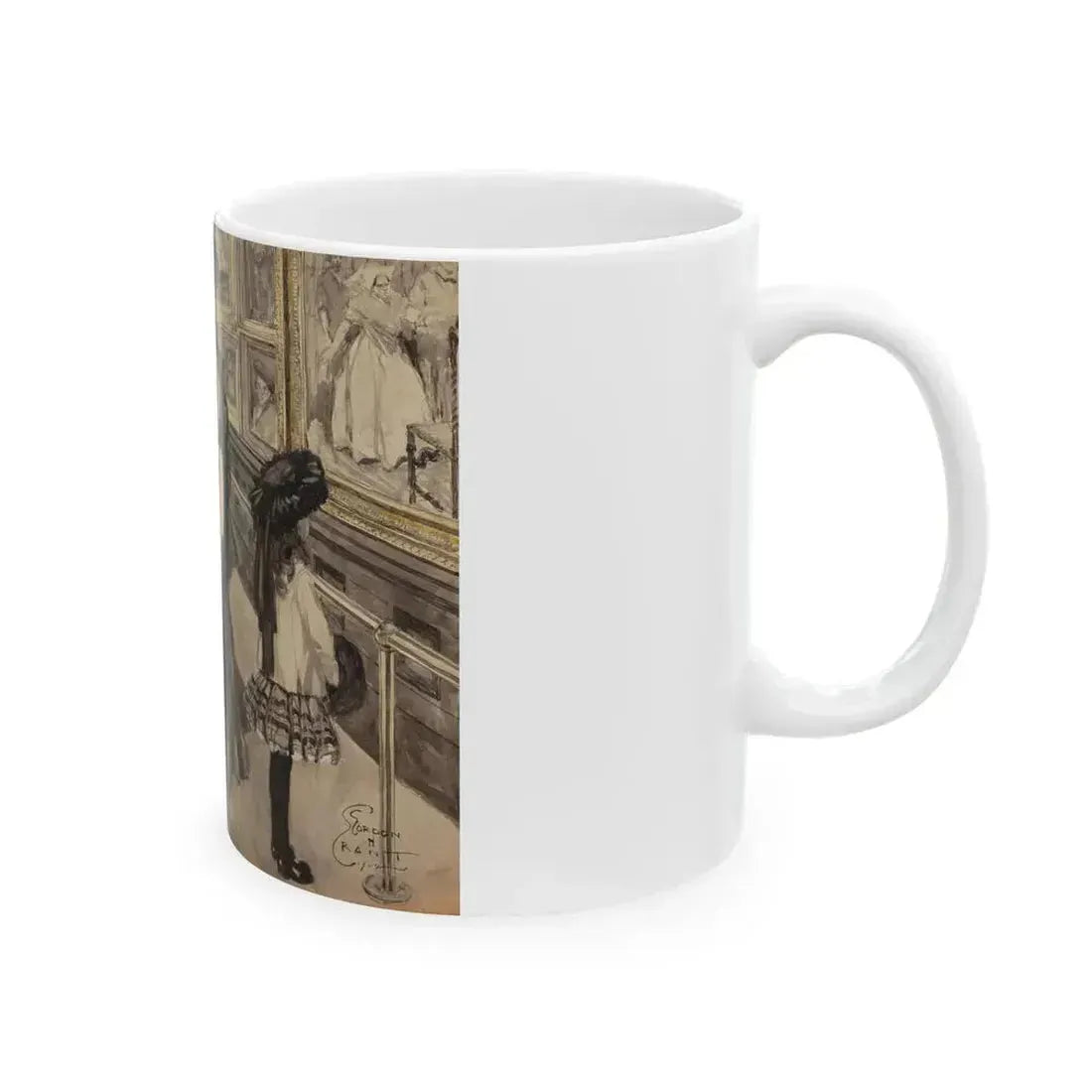 Admiring the Art in the Salon, 1902 - White Coffee Mug - Go Mug Yourself