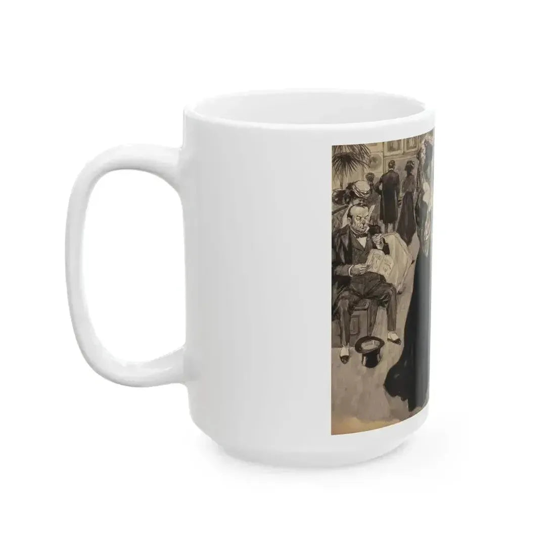 Admiring the Art in the Salon, 1902 - White Coffee Mug - Go Mug Yourself