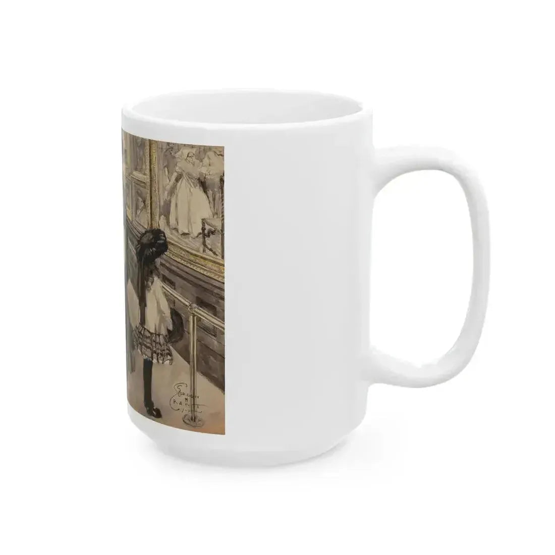 Admiring the Art in the Salon, 1902 - White Coffee Mug - Go Mug Yourself