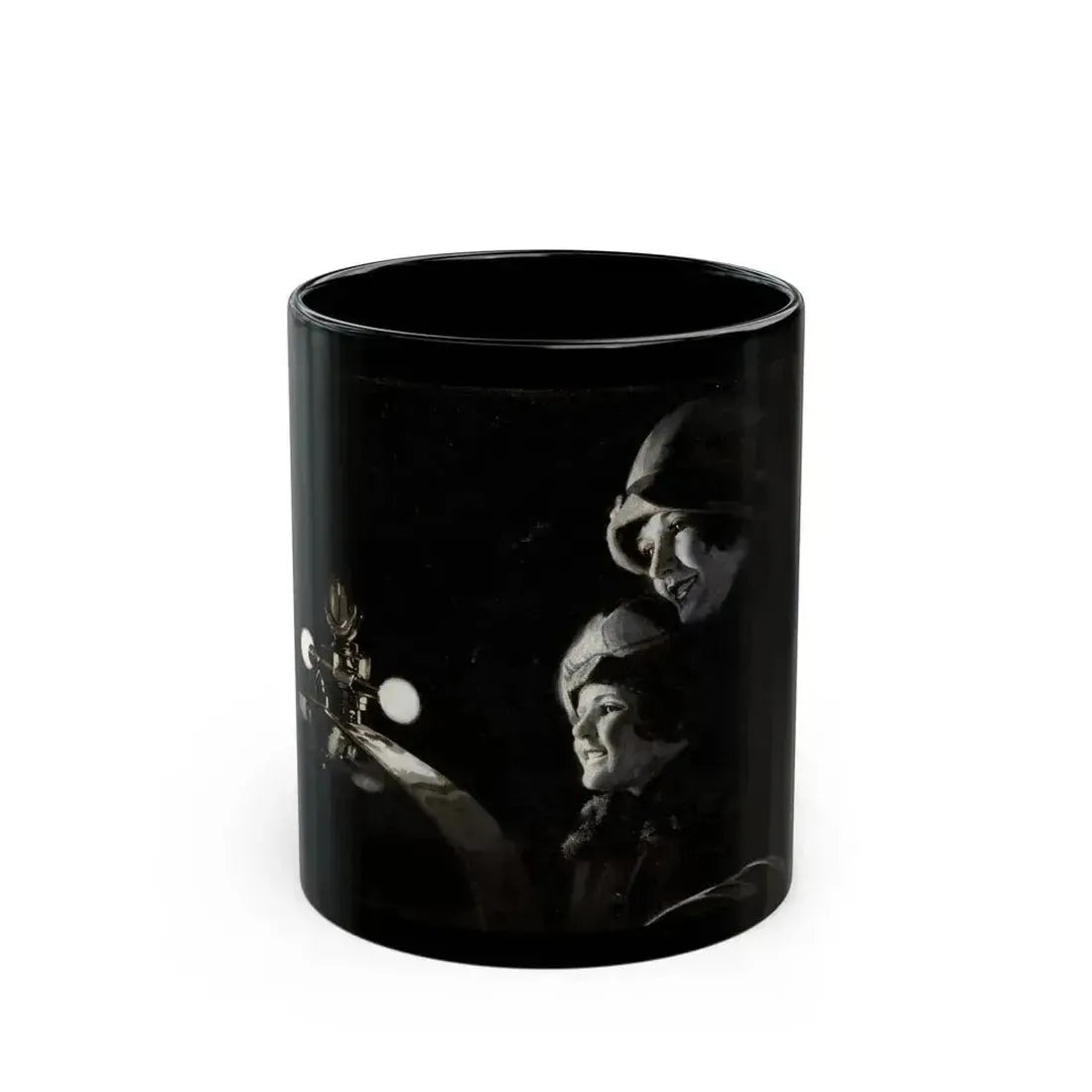 Admiring the Hood Ornament, car ad illustration - Black Coffee Mug 11oz - Go Mug Yourself