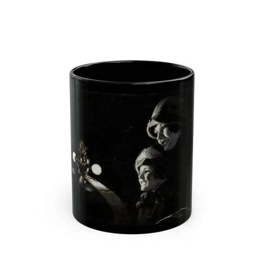 Admiring the Hood Ornament, car ad illustration - Black Coffee Mug 11oz - Go Mug Yourself