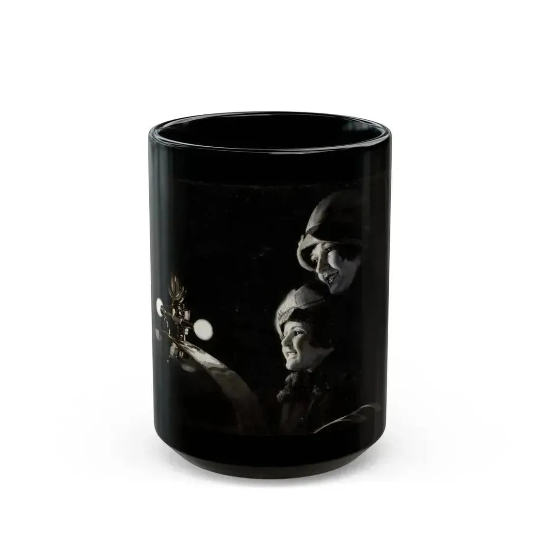 Admiring the Hood Ornament, car ad illustration - Black Coffee Mug 15oz - Go Mug Yourself