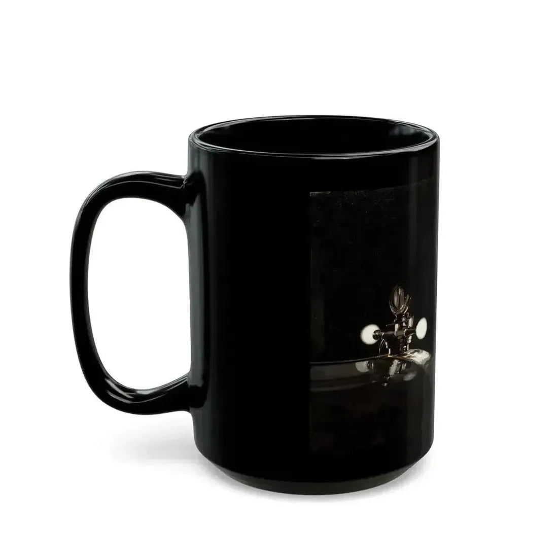 Admiring the Hood Ornament, car ad illustration - Black Coffee Mug - Go Mug Yourself